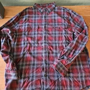 Mens Express Flannel Red Black Long Sleeve Shirt Size XL